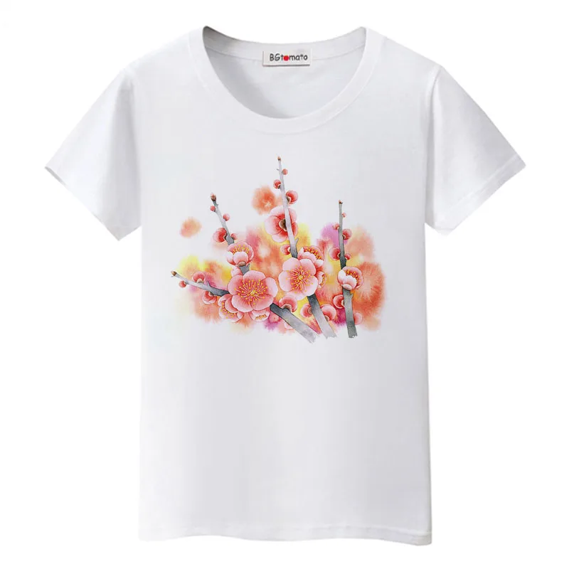 Printed T-Shirt,Romantic Roses and Lilacs Fashion Personality Customization