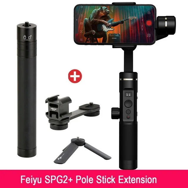 Feiyu SPG 2 3-осевой ручной шарнирный стабилизатор для камеры для телефона iphone 7 X gopro hero 7 3/4/5 DJI действие Pk DJI Osmo mobile 2 - Цвет: add adapter pole