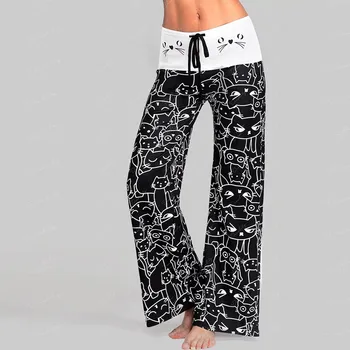 

2018 New Fashion Cute Comfortable Women Casual New Fashion Cat Prints Drawstring Pants Leggings With High Quality Hot Sale #35