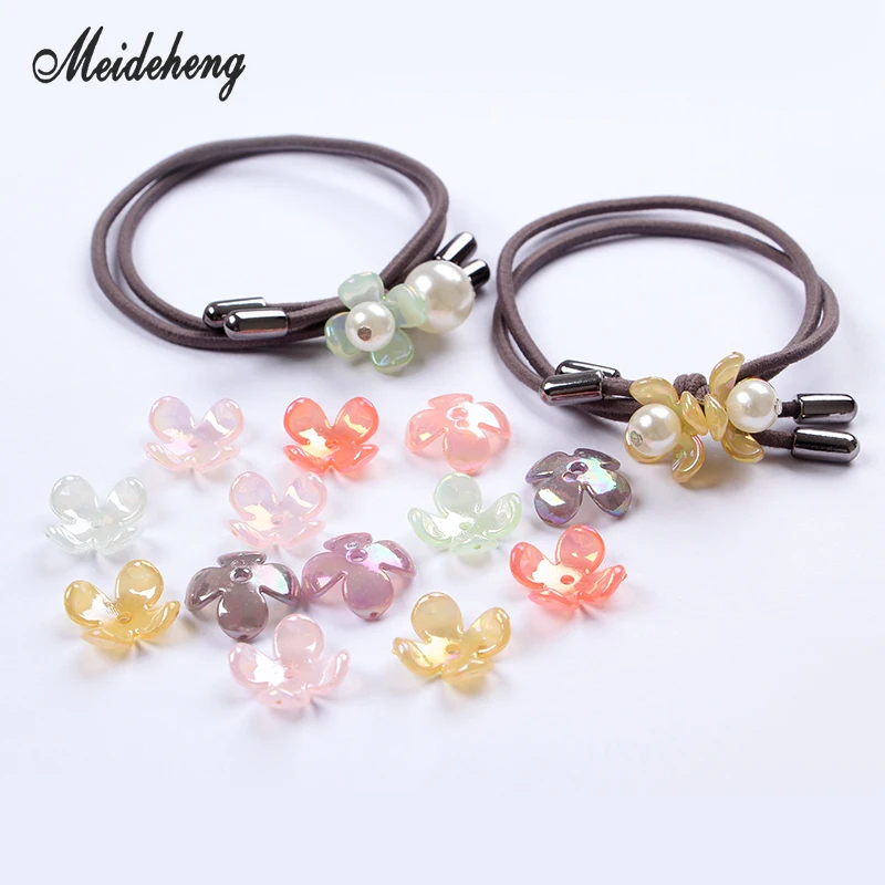 

Acrylic Four Leaf Clover Flower Beads Jelly Color plating Translucent Hair Ornament beads for jewelry making bracelets DIY Gifts
