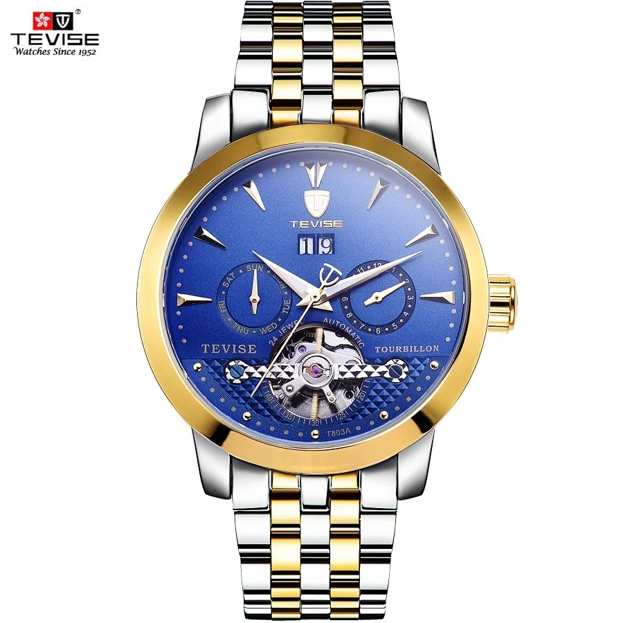 TEVISE Mechanical Watches Complete Calendar Auto Date Luminous 24 Jewel Tourbillon Automatic Watch Men Luxury Clock Men 2017 NEW (3)
