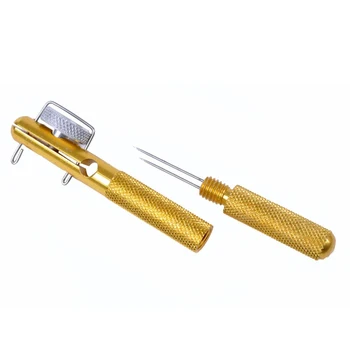 

Aluminum Alloy Fishing Hook Tier Double-headed Needle Knots Tie Gold Fishing Line Knots Fishhook Tie Device useful Accessories