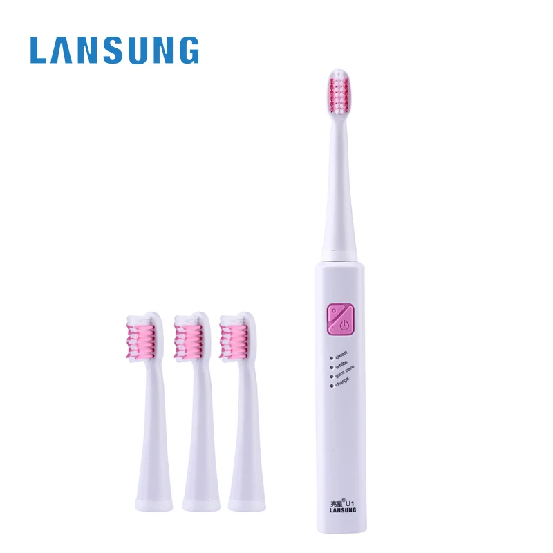 LANSUNG Ultrasonic Sonic Electric Toothbrush USB Charge Rechargeable Tooth Brushes With 4Pcs Replacement Brush Heads Timer Brush LANSUNG Ultrasonic Sonic Electric Toothbrush USB Charge Rechargeable Tooth Brushes With 4Pcs Replacement Brush Heads Timer Brush