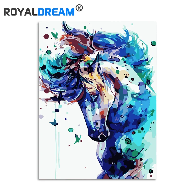 

ROYALDREAM Magic Horse DIY Digital Oil Painting By Numbers Europe Abstract Canvas Painting For Living Room Wall Art