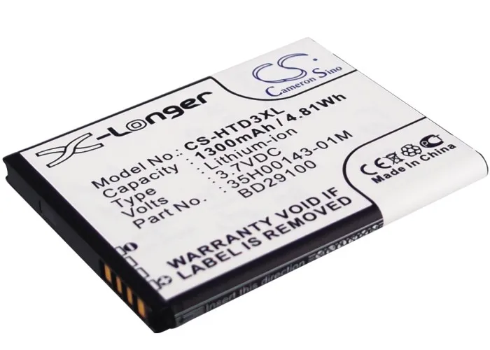 

Cameron Sino High Quality 1300mAh Battery BA S460, BA S540, BD29100 for HTC A510c, A510e, HD3, HD7, PG76100, T9292, T9295