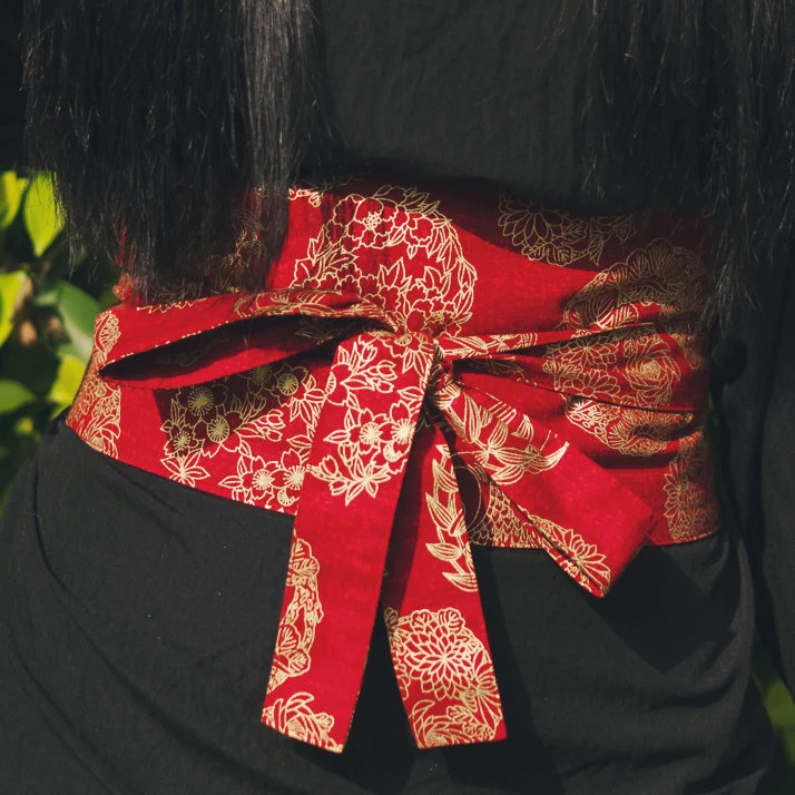 

Japanese style and style gorgeous wild mottled Tenghua Zhao red fashion waist belt