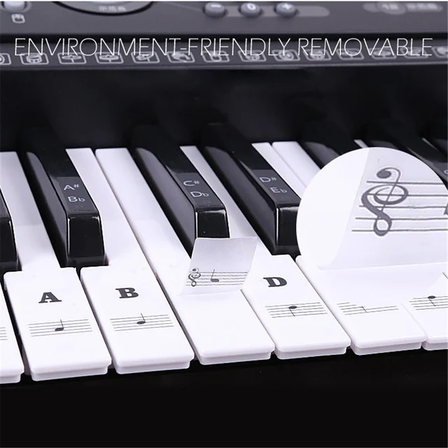 Autocollants de nom de clavier de Piano électronique, étiquette  autocollante pour notes de musique, 49 61 88 touches - AliExpress