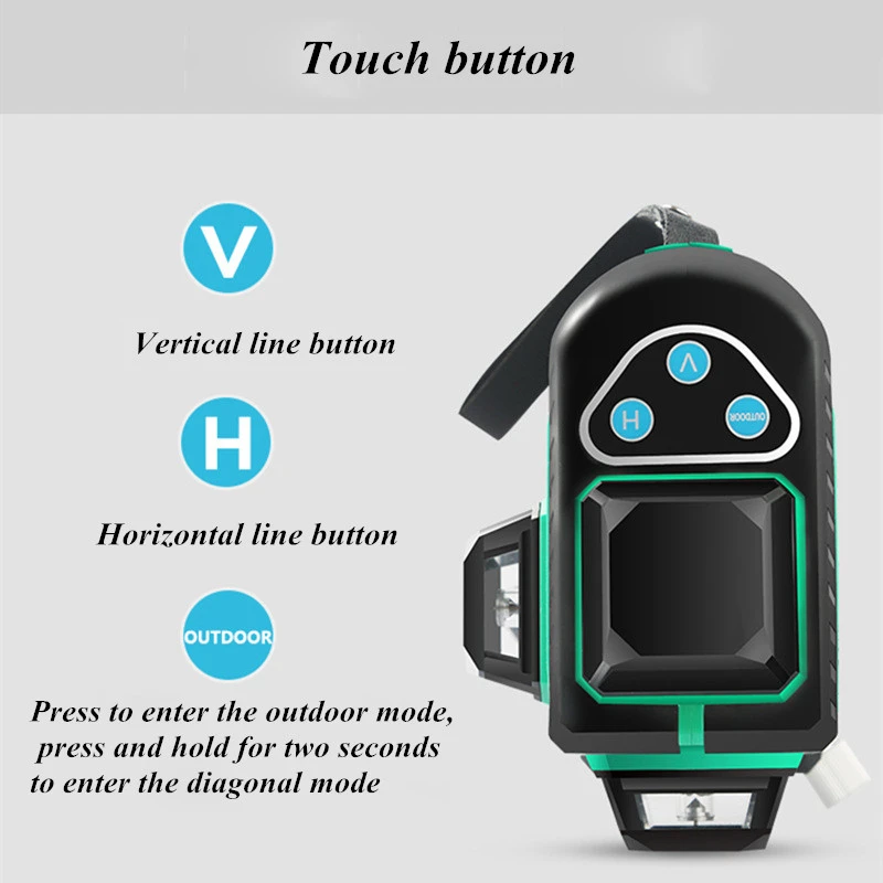 12 lines Laser Level Self-Leveling Horizontal and Vertical Cross Line Red/Green Beam Portable Mini Level Meter