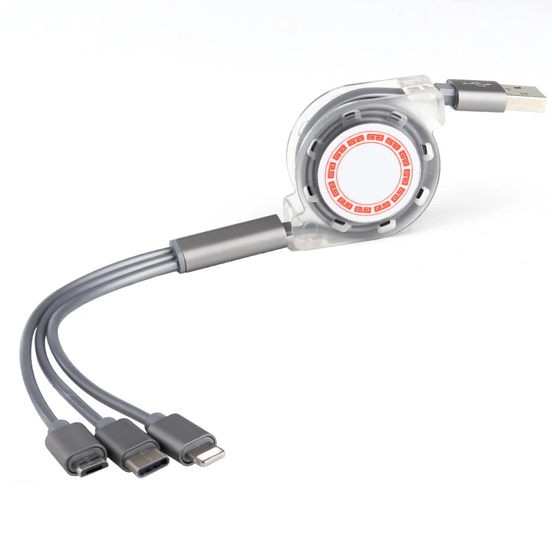

Portable telescopic three-in-one charging line universal fast charging data line