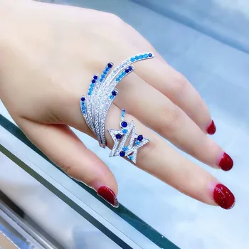 

Qi Xuan_New Star Ring S925 Sterling Silver Inlay Zircon Open Live Ring Ring Personality Female_Manufacturer Directly Sales