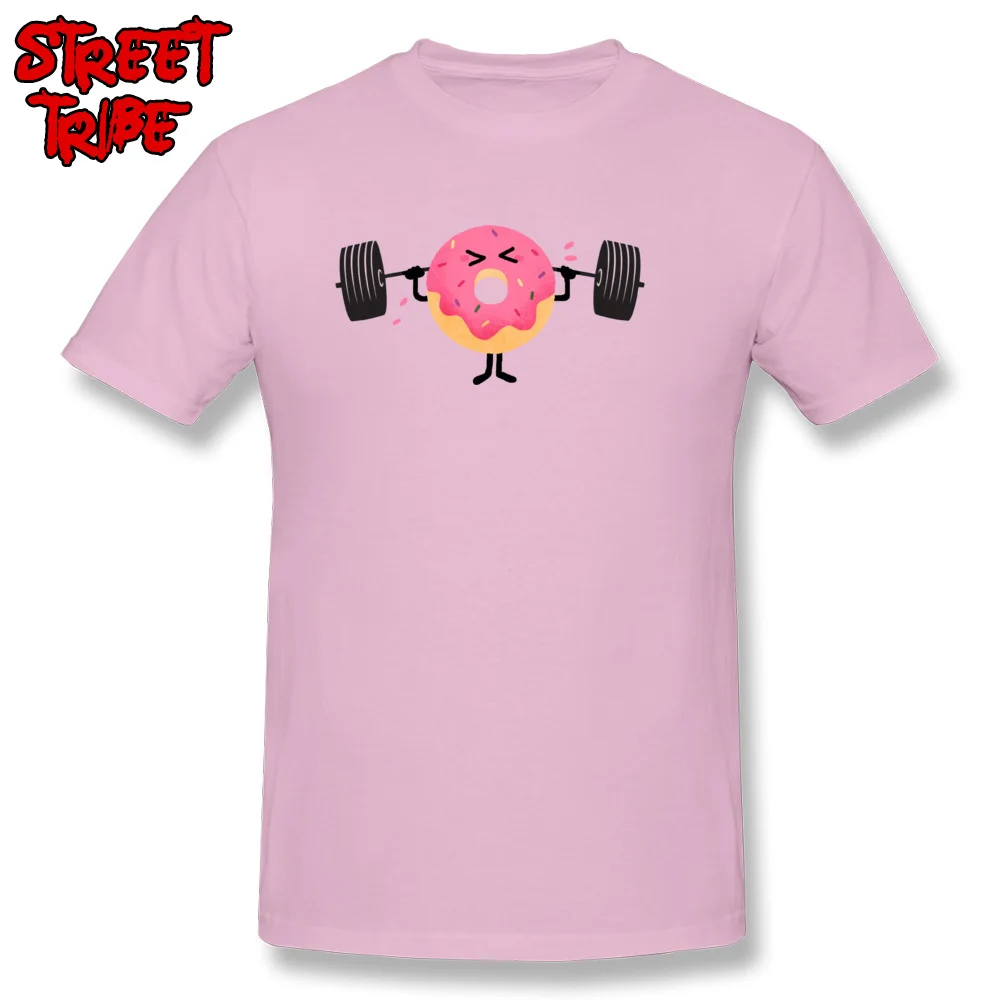 Donut Fitness Tops & Tees Fashion O Neck Printed On Short Sleeve 100% Cotton Man T Shirt Classic T Shirt Top Quality Donut Fitness pink