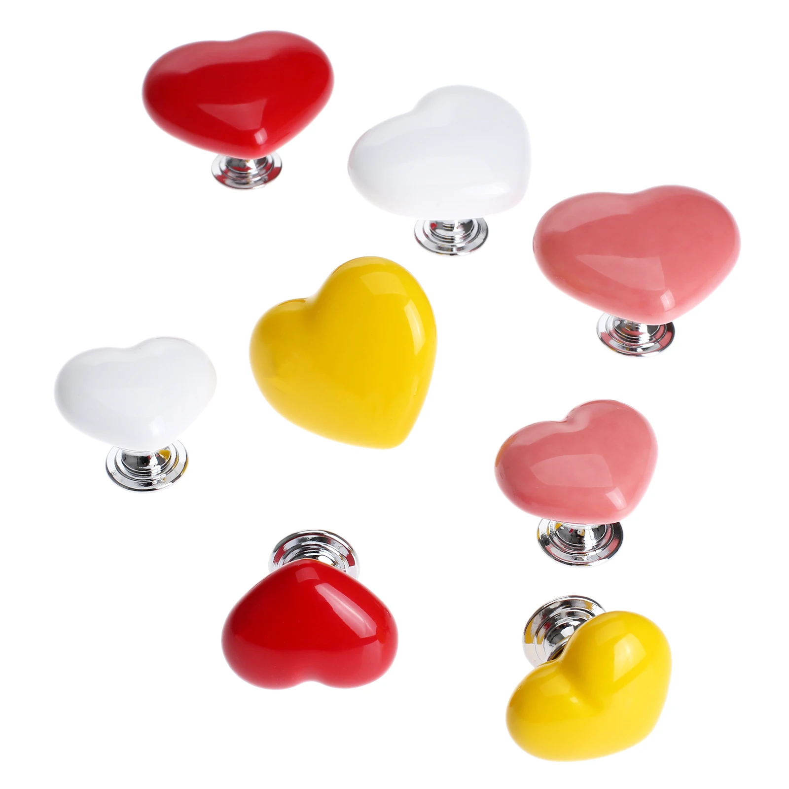 

1Pc Cute Heart Shape Kitchen Furniture Handles and Knobs Ceramic Door Knob Cabinet Cupboard Drawer Pull Knobs Furniture Fittings
