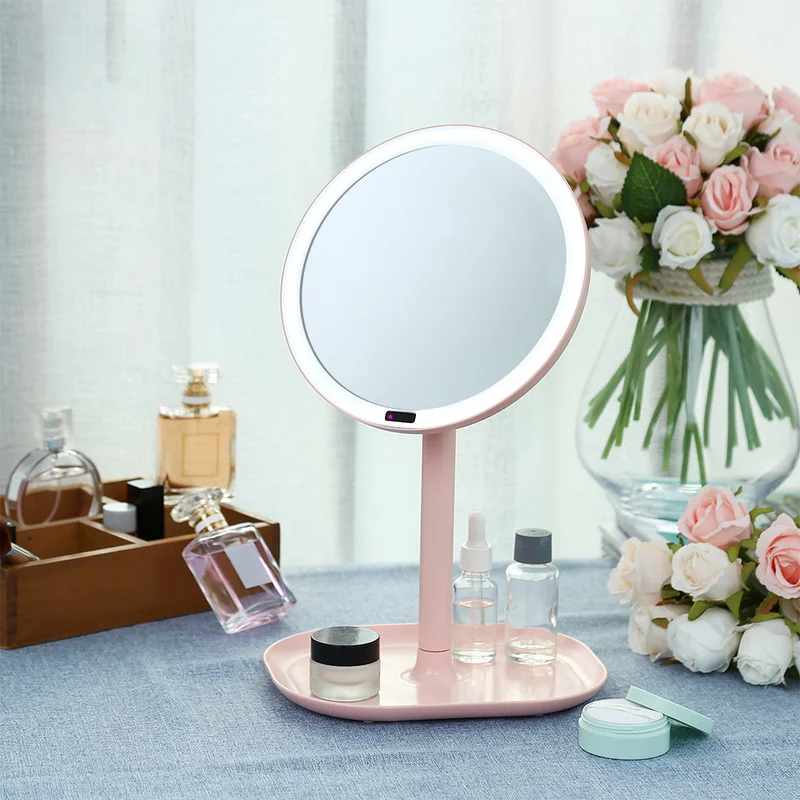 Перезаряжаемый Налобный фонарик вращающийся светодиодный зеркало для макияжа с подсветкой туалетное зеркало принцессы инфракрасное Индукционное настольное зеркало