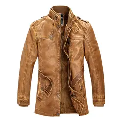 Модные мотоциклетные Кожаные куртки подкладка из искусственного Меховая куртка Брендовые мужские Зимние флисовые толстые теплые Тренч