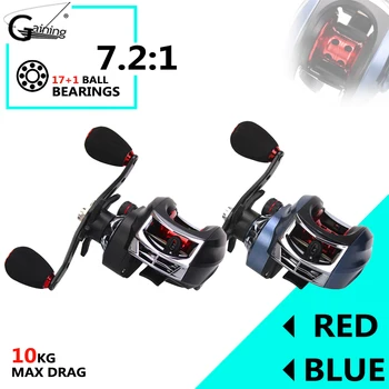 

Gaining 17+1BB Baitcasting Reel 7.2:1Bass Fishing Reel 10KG Max Drag Left Right Hand Reel For Tilapia Perch Trout Fishing