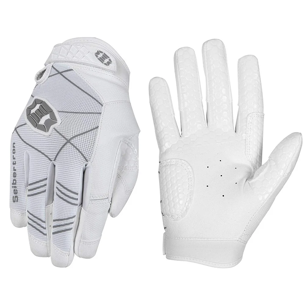 Seibertron B-A-R PRO 2,0 фирменные бейсбольные/софтбольные ватиновые перчатки с супер захватом для пальцев подходят для взрослых и молодежи ватиновые перчатки 1 пара - Цвет: Белый