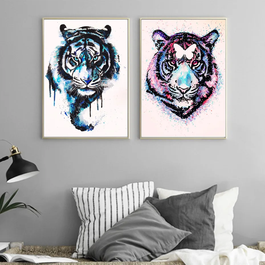 Us 3 44 53 Off Tiger Face Splatter Painted Posters And Prints Wall Art Decorative Picture Canvas Painting For Living Room Home Decor Unframed In
