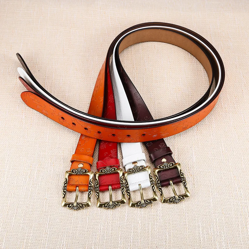 

SAGACE Fashion Women's Belts Genuine Leather Brand Straps Female Waistband Pin Buckles Embossing Fancy Vintage For Jeans 2019