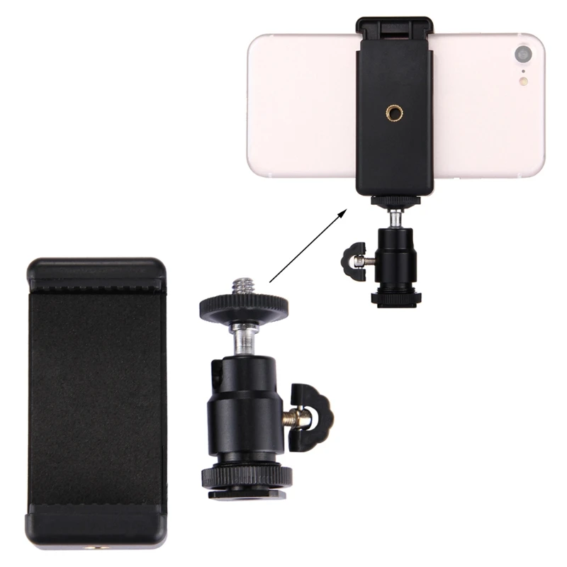 

Camera Phone Bracket Holder Clip Tripod Mount Adapter with 360 Ball Head for iPhone Samsung Universal