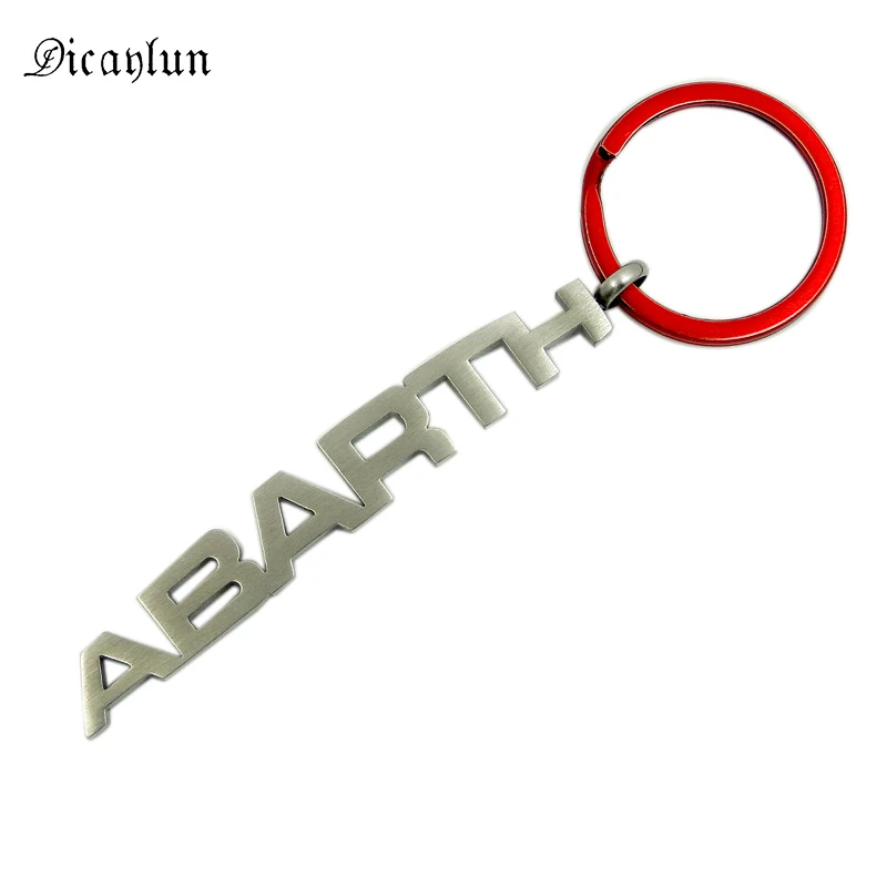 

DICAYLUN Abarth Keychain Auto Key Chain For Fiat Car Logo Red Keyring Stainless Steel Key Accesorias Driver Gifts For Car Lovers