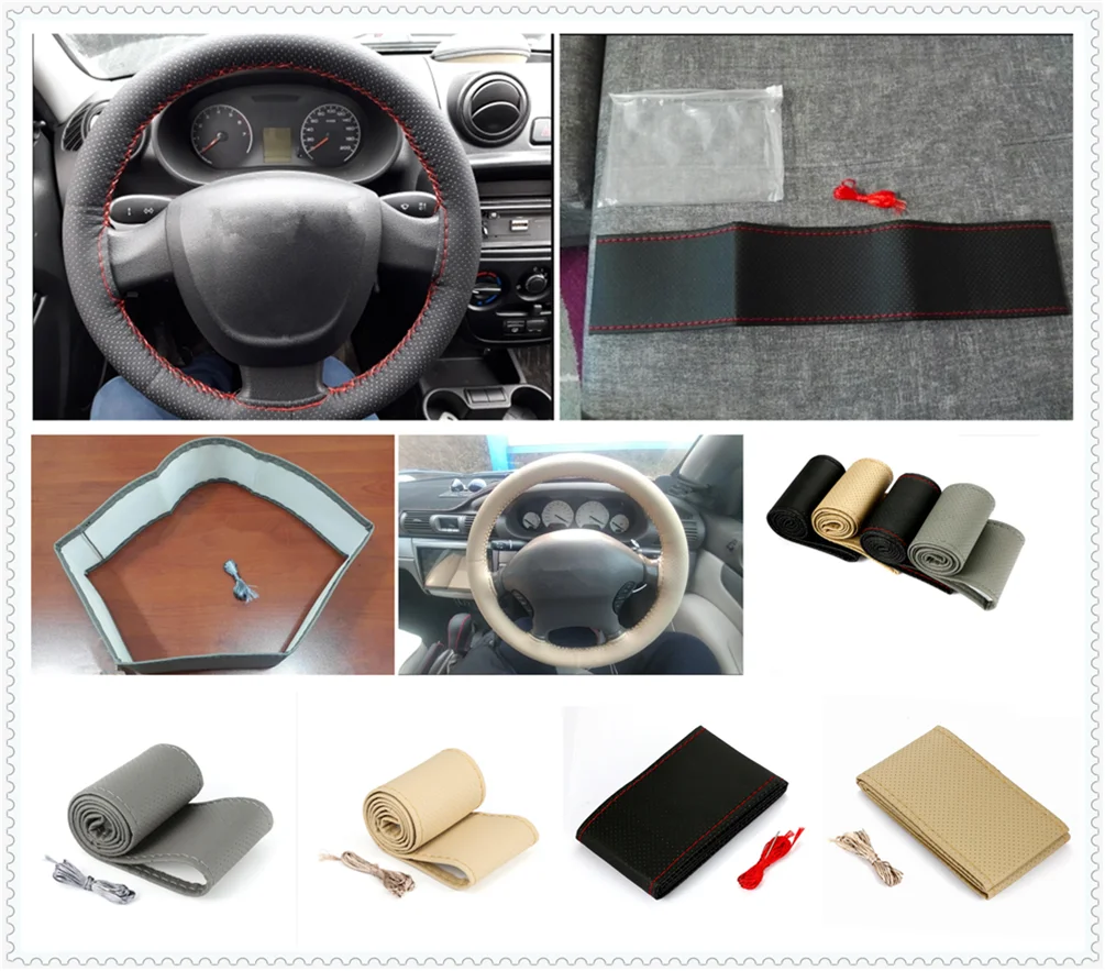 Auto parts steering wheel cover woven hand sewing set car leather for