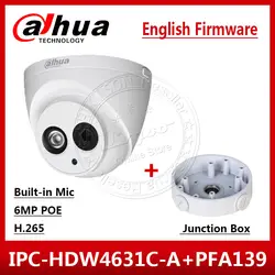 Dahua IPC-HDW4631C-A металлический 6MP Встроенный микрофон POE IR 50m IP67 IK10 ip камера с логотипом IPC-HDW4433C-A с распределительной коробкой PFA139