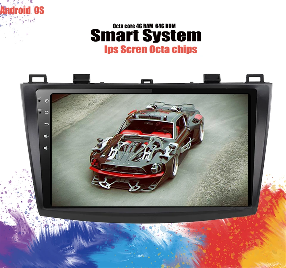 Flash Deal 4GB+64GB Android 9.1 9" Car GPS Navigation Radio Multimedia Player for 2009-2012 MAZDA 3 support DVR DAB+ TV tuner 4G Carplay 2