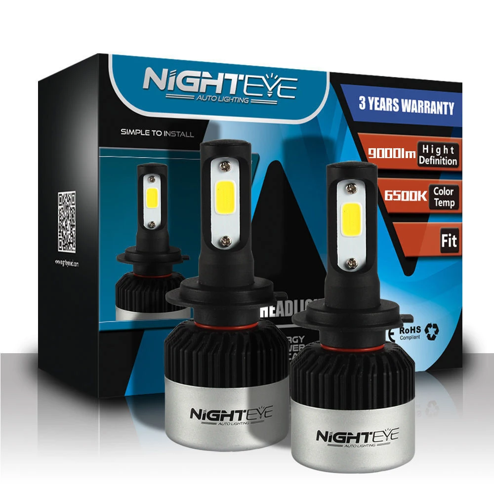 Nighteye 9000LM 72W фары для 6500K H1 H4 H7 светодиодный H11 Автомобильный светодиодный головной светильник s Белый Противотуманные огни 9005 HB3 9006 HB4 туман светильник лампы