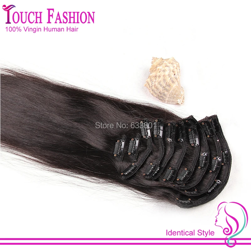 

Virgin Brazilian 100% Human Hair Clip In Extensions 12"-22"70g-120g 7Pcs/Set Color #1b Silk Straight Remy Clip In Hair Extension