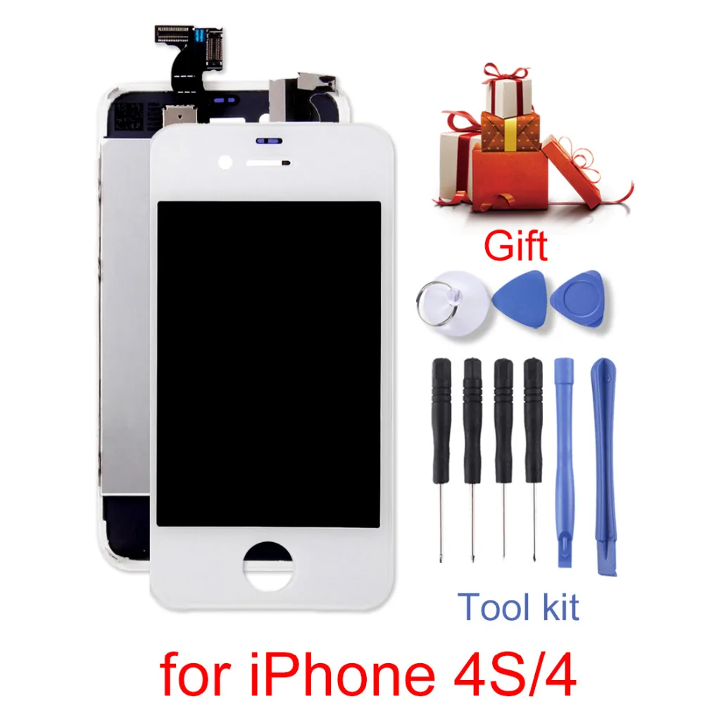 

Black/White Digitizer Assembly (LCD + Frame + Touch Pad) for iPhone 4S/4 Replacement repair parts