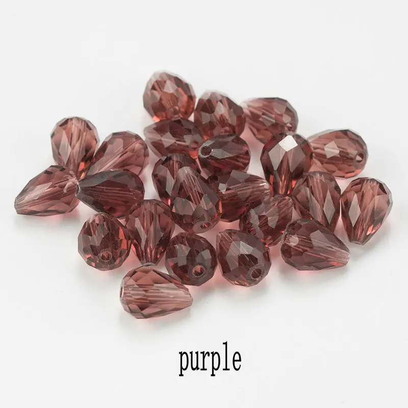 Высокое качество 10x15 мм Кристал, слезинка форма ювелирные изделия бисер стеклянные бусины Свободные Распорки Круглые бусины дл - Цвет: purple