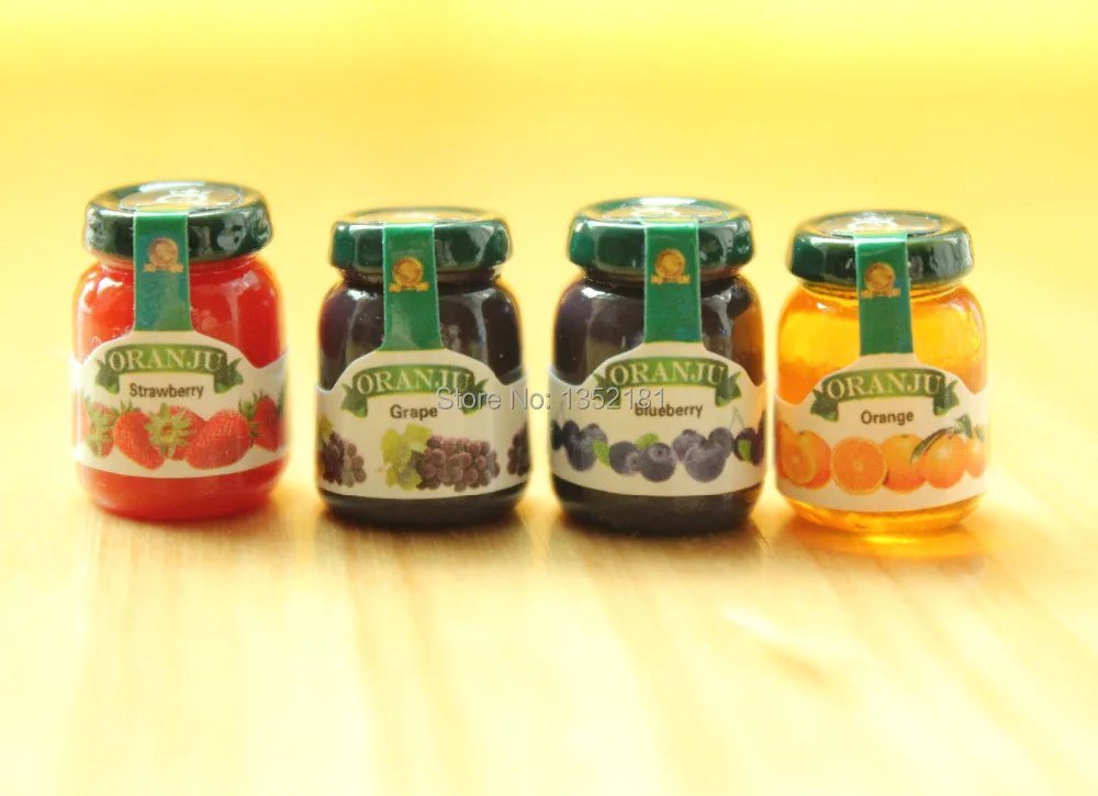 112 Cute Dollhouse Miniature MINI fruit jam 4pcs 1106in Kitchen Toys