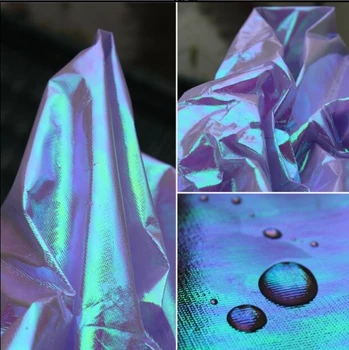 

Purple Metal Laser Mirage Mesh thin polyester fabric Dress Discolored Perspective wedding textiles Sewing sequin Fabric C639