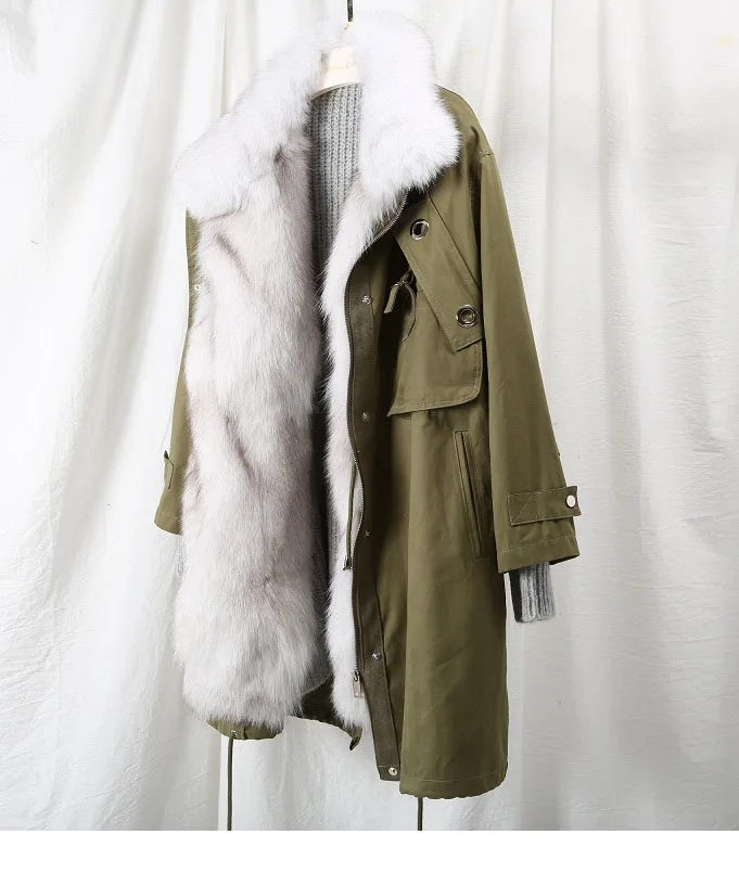 OFTBUY зимняя куртка женская длинная парка пальто с натуральным мехом куртка с воротником из натурального Лисьего меха армейская зеленая длинная парка модная уличная одежда