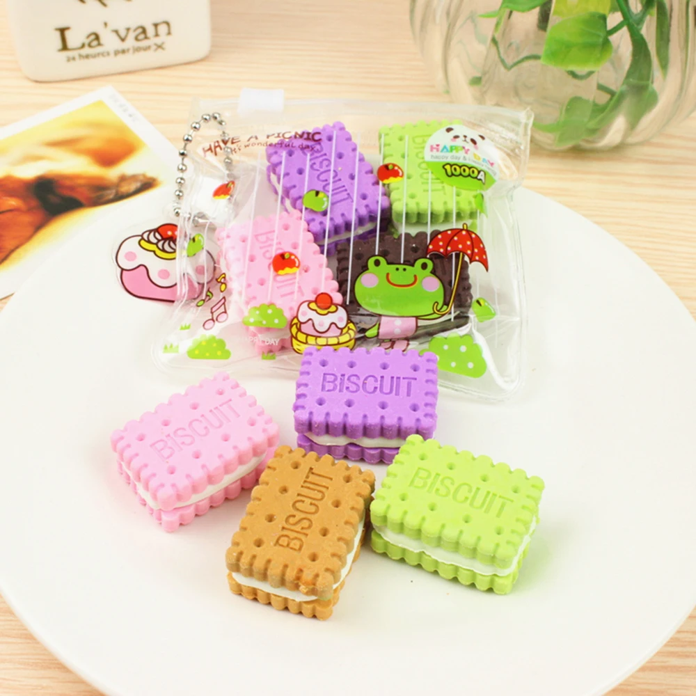 4 шт./компл. милые печенье-сэндвич kawaii ластик резиновые канцелярские подарок для детей игрушка школьные принадлежности