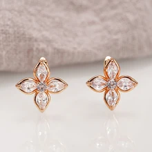 Кубический цирконий цветок серьги гвоздики золотой и серебряный цвета четырехлистные серьги в виде цветка заявление ручной работы женские ювелирные изделия для вечеринок