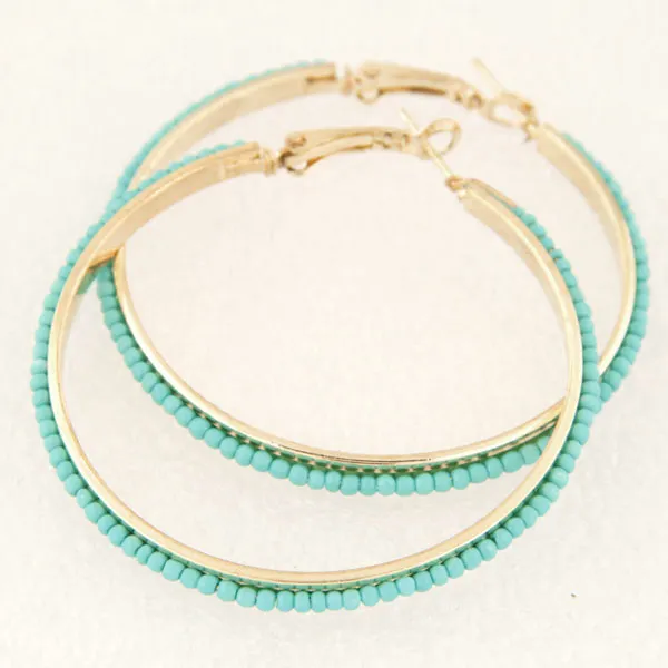 JZTOP многоцветные круглые серьги-кольца с бусинами, модные классические серьги с кругами, баскетбольные женские серьги, серьги d'oreuilles - Окраска металла: blue earring