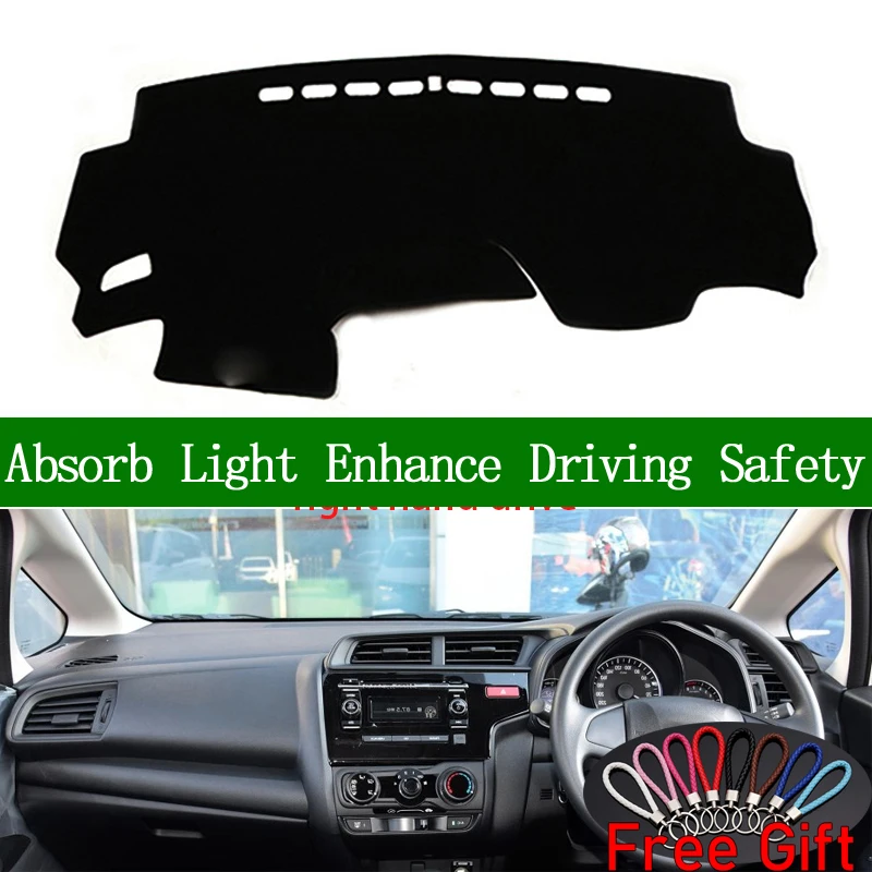 

For Honda fit 2014 2015 2016-2018 Right Hand Drive Dashboard Cover Car Stickers Sun Shade Dash Mat Carpet Interior Accessories