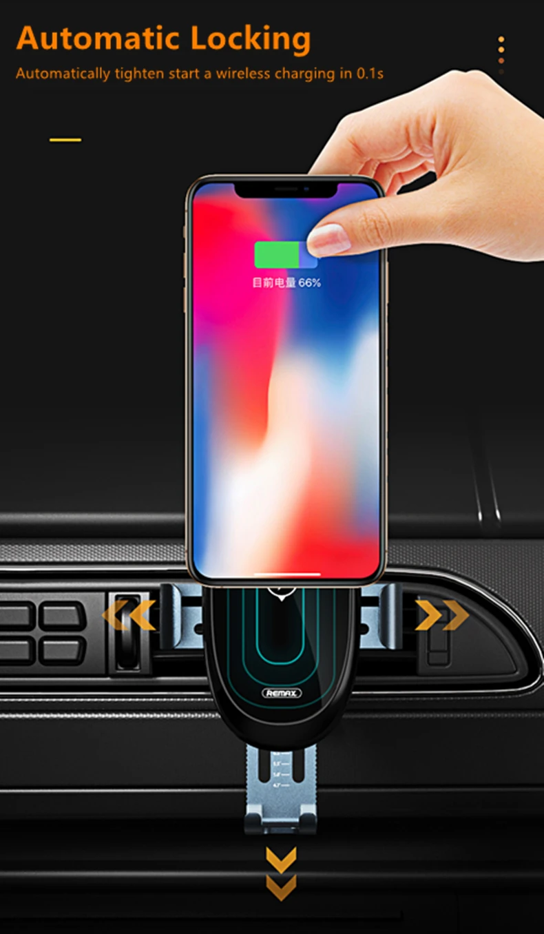 Remax Qi Car Wireless Charger For iPhone Xs Max Xr X Samsung S10 S9 Intelligent Infrared Fast Wirless Charging Car Phone Holder