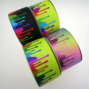 

BOCA Ribbon 75MM foil paint with rainbow grosgrain ribbon, 100yards per roll
