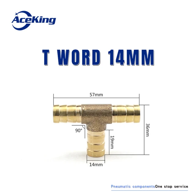 All copper pagoda joint y-type gas pipe three-way gas pipe straight hose joint fitting t-type three-way four-way joint gree head T mord 14MM