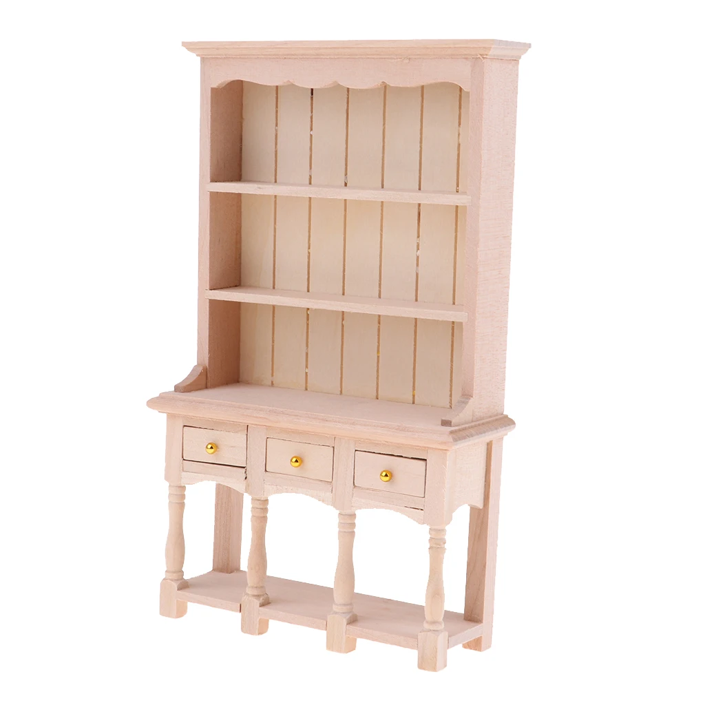 DIY Cabinet Model Kitchen Dining Cabinet Display Shelf Doll House Decoration 1:12 Dollhouse Miniatures