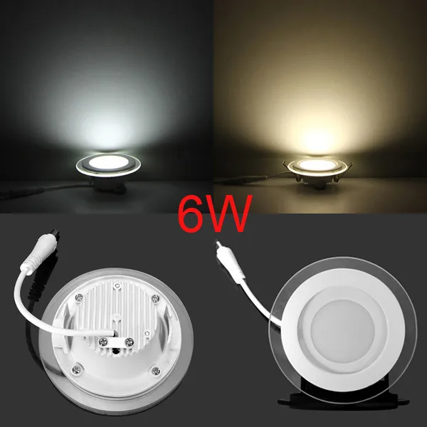 LED Panel Downlight 6W 12W 18W Round glass ceiling recessed lights SMD 5730 Warm Cold White