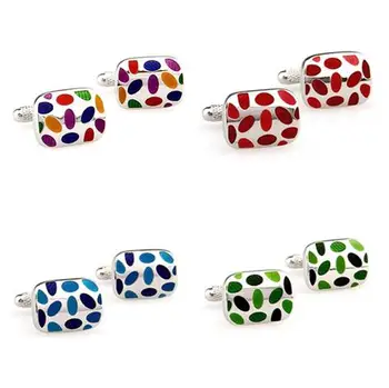 

10pairs/lot Classic Enamel Cufflinks 4 Colors Copper Plating Cuff Links Men's Jewelry Accessory Wholesale