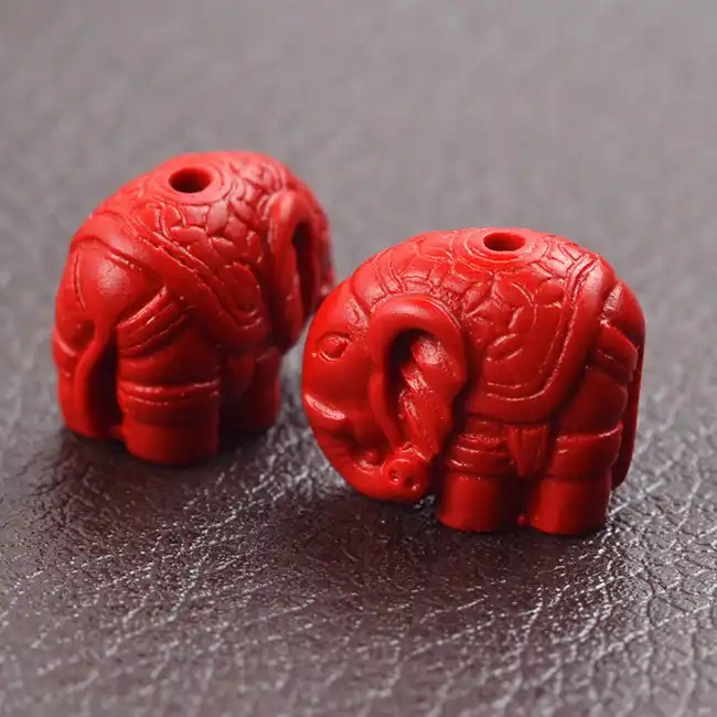 Red Chinese Cinnabar Pentagon Shaped Beads Loose