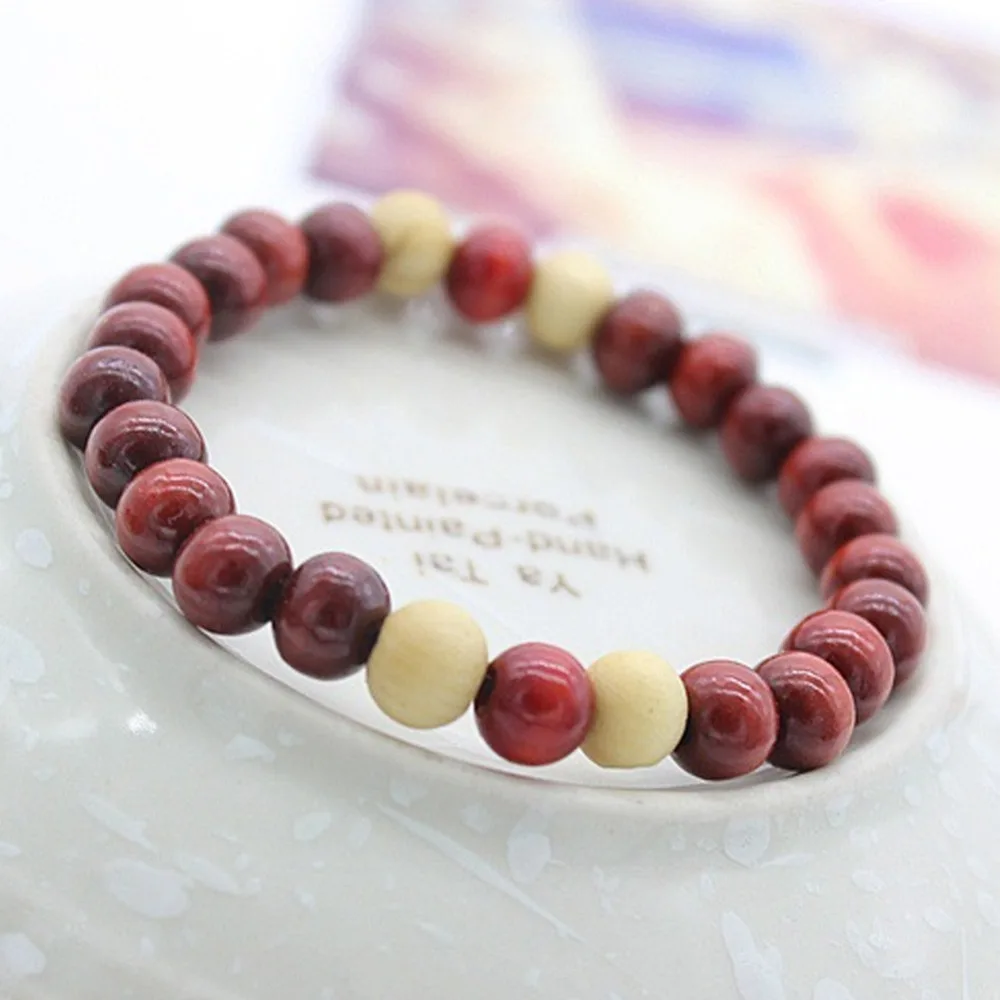 

Fashion Natural 6/8mm Wooden Beaded Root Chakra Jewelry Hip Hop Beads Bracelets Buddha Word Jewelry For Men Women #280518