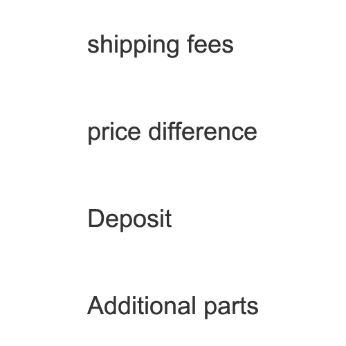 Стоимость доставки/разница в цене/депозит/дополнительные части