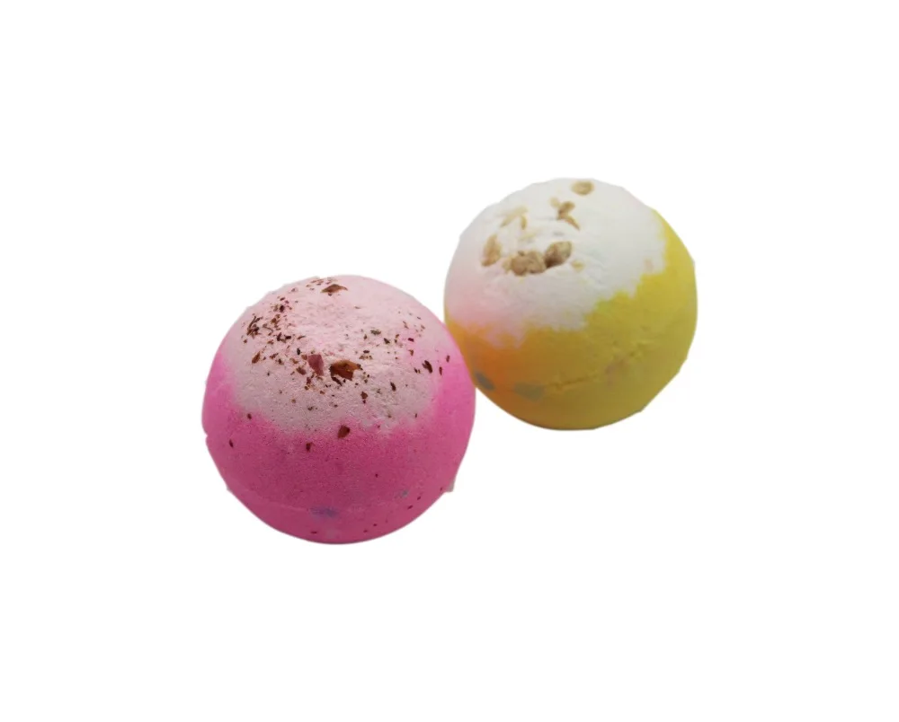 2X120g Organic Bath Bombs Dried Flower Petals Round Sea Salt Moisturizing Lavender Rose Handmade SPA Christmas 4