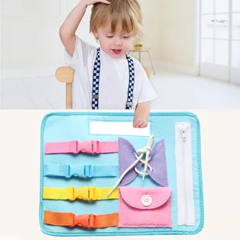 

Kids Montessori Plush Learn to Dress Basic Life Skills Learning Dressing Teaching Board Zipper Buckle Button Lacing Tie Toy