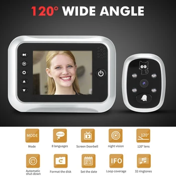 

3.5" LCD Display Smart Doorbell Viewer Digital Door Bell Peephole Viewer Camera Door Eye Video record 120 Degrees Night vision
